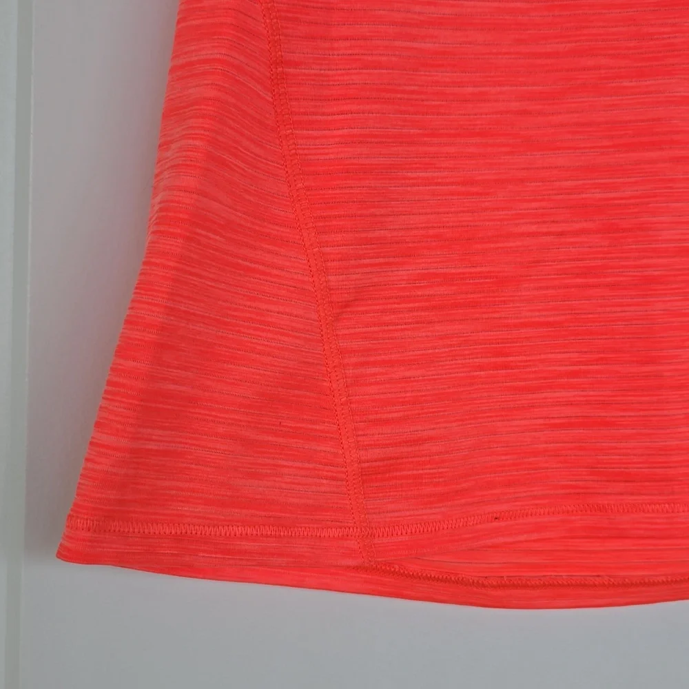 Athleta Women's Neon Orange Shadow Stripe Chi Tee- M - Picture 3 of 6